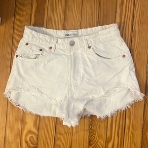 Zara white denim shorts